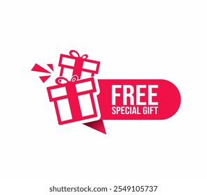 Free special gift label design vector for product sales. Red Label on white background.