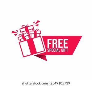 Free special gift label design vector for product sales. Red Label on white background.