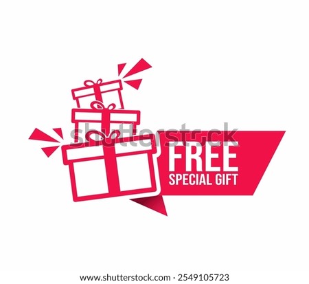 Free special gift label design vector for product sales. Red Label on white background.