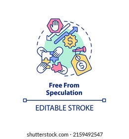 Free from speculation concept icon. Cooperative society benefit abstract idea thin line illustration. Financial instrument. Isolated outline drawing. Editable stroke. Arial, Myriad Pro-Bold fonts used
