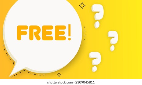 Free. Speech bubble with Free text. 2d illustration. Pop art style. Vector line icon for Business and Advertising.