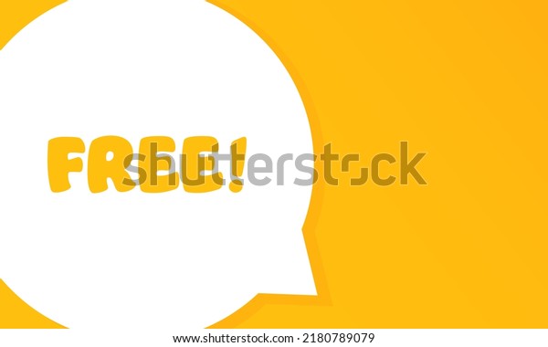 Free. Speech\
bubble with Free text. 2d illustration. Flat style. Vector line\
icon for Business and\
Advertising.