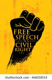 Free Speech Is A Civil Right. Inspiring Creative Social Vector Typography Banner Design Concept On Grunge Wall Background