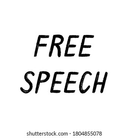 Free speech hand lettering on white background.