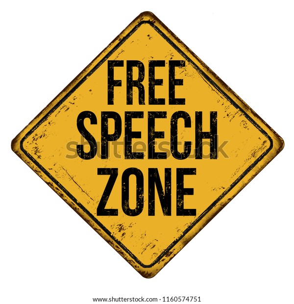 Free speech zone vintage rusty metal sign on a white background, vector  illustration