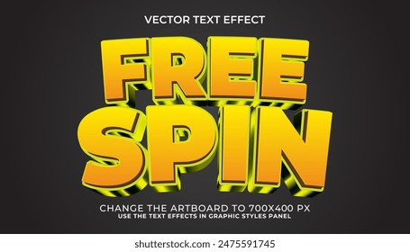 free spin 3d text effect, font editable, typography