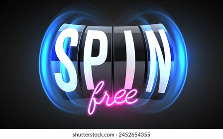 Free spin. Black slot machine wins the jackpot. 777 Big win concept. Casino jackpot. Vector illustration