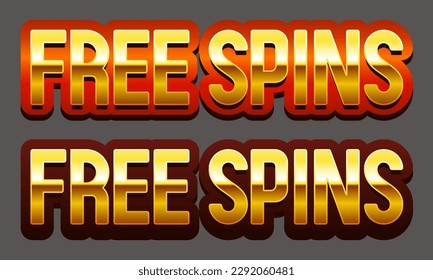 Free spin golden inscription. 3d golden letters. Vector clipart.