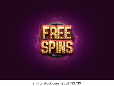 Free spins. Casino banner or poster. Vector illustration.