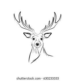 Pencil Illustration Hand Graphic Deer Head Stock Illustration 360858827 ...