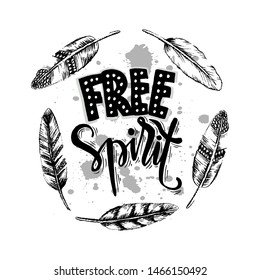 Free spirit. Inspirational quote poster.