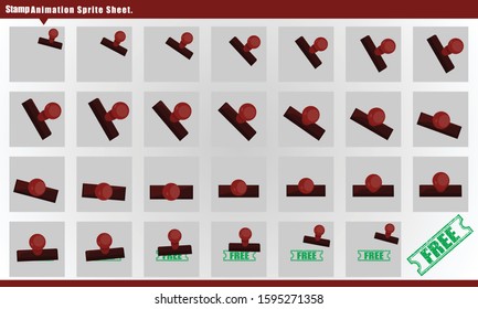 Free Stamp, With animation. Stamp Animation Sprite Sheet Vector illustration.