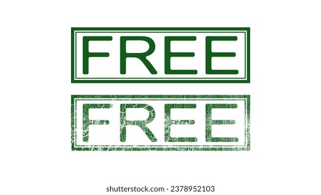 free stamp, free stamp, green isolated stamp set word 'free'