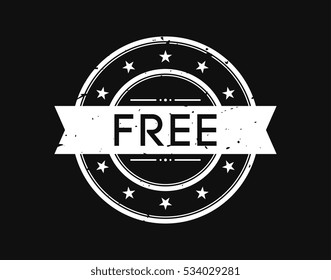 free. stamp mark white on black background