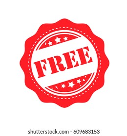 free. stamp. sticker. red round grunge free sign