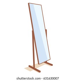 Free Standing Mirror Isolated On White Background Vector Illustration