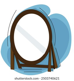 Free standing mirror.Home glass mirror. vector illustration