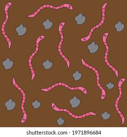 free standing pattern or motif with earthworm and earth theme
