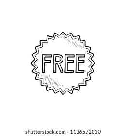 Free star sticker hand drawn outline doodle icon. Freebies tag, bargain, bonus, retail, trial, business concept. Vector sketch illustration for print, web, mobile and infographics on white background.
