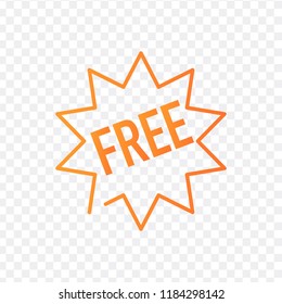 free starburst label, vector illustration isolated on transparent background.