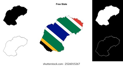 Free State province outline map set