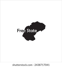 Free State South Africa map and black lettering design on white background