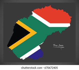 Free State South Africa map with national flag illustration