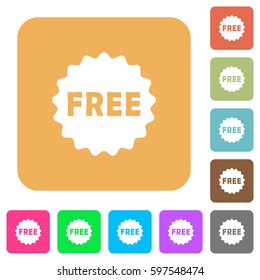 Free sticker flat icons on rounded square vivid color backgrounds.