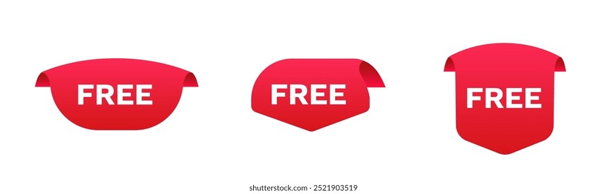Free sticker with gradient for business. Shop discount coupon for purchase and offer. Red sticker pack.