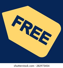 Free sticker icon. Style: flat symbol, yellow color, rounded angles, blue background.