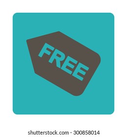Free sticker icon. Vector style is grey and cyan colors, flat rounded square button on a white background.