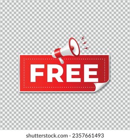 Free sticker with megaphone vector