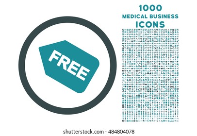 Free Sticker rounded vector bicolor icon with 1000 medical business icons. Set style is flat pictograms, soft blue colors, white background.