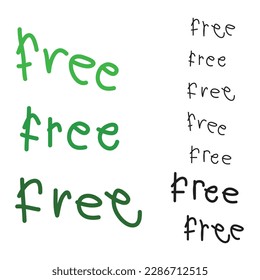 Free sticker sign, word free written in freehand font, line isolated on white background, vector illustration.