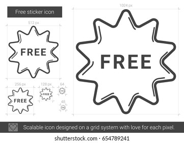 Free sticker vector line icon isolated on white background. Free sticker line icon for infographic, website or app. Scalable icon designed on a grid system.