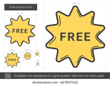 Free sticker vector line icon isolated on white background. Free sticker line icon for infographic, website or app. Scalable icon designed on a grid system.