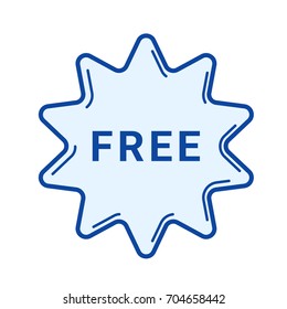 Icono de línea vectorial de autoadhesivo libre aislado en fondo blanco. Icono de línea de emoticones gratis para infografía, sitio web o aplicación. Icono azul diseñado en un sistema de cuadrícula.