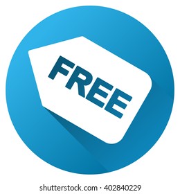 Free Sticker vector toolbar icon for software design. Style is a white symbol on a round blue circle with gradient shadow.