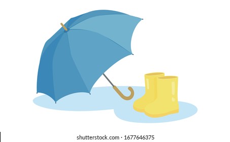 Free Stock Illustration | Umbrella and Rain boots