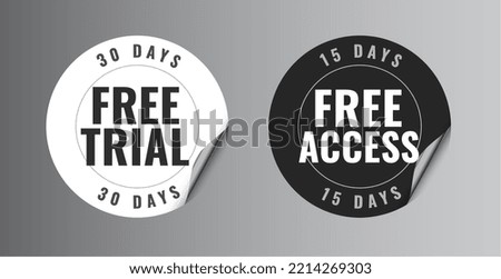 free strial sticker labels in black and white color vector