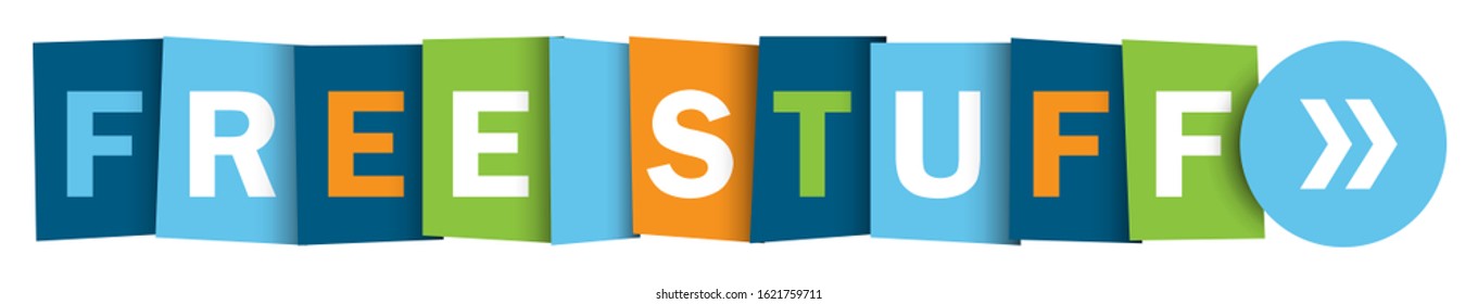 FREE STUFF colorful vector typographic web button