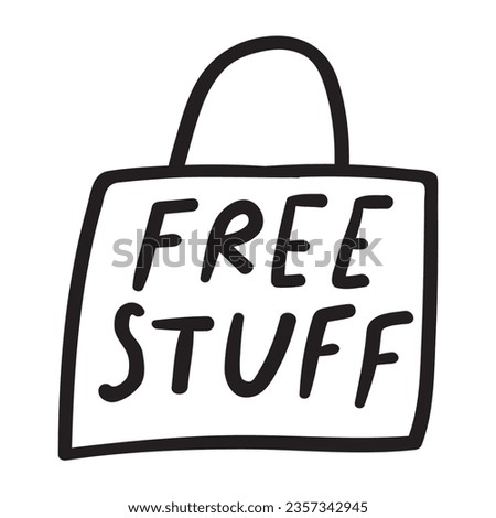 Free stuff. Outline badge. Vector graphic design. White background.