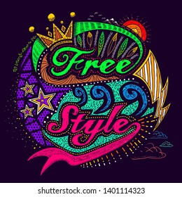 Summer Party Free Entry Lettering Star Stock Vector (Royalty Free