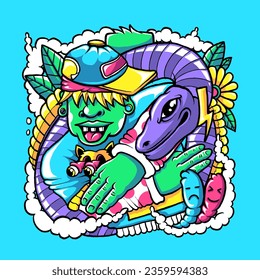 free style cool cartoon illustration