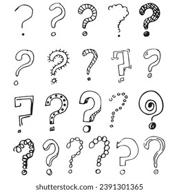 free style hand drawn question mark doodle symbol icon emblem printable