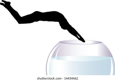 free style jump in water, vector