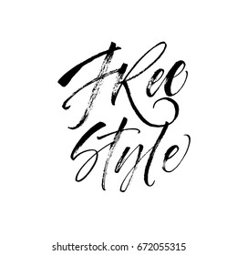 Free style postcard. Ink illustration. Modern brush calligraphy. Isolated on white background. 