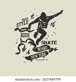 Free Style Skate Board urban graphic vector