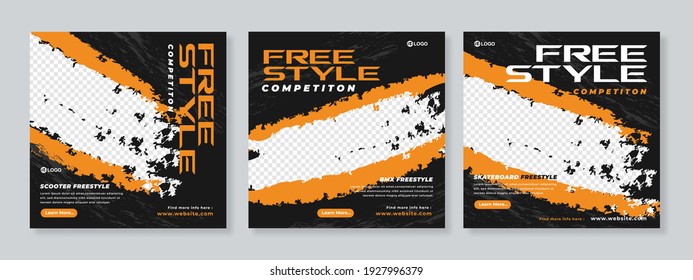 Free style social media post design template Premium Vector