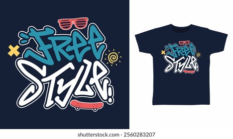 Free style typography hand drawn vector t-shirt design